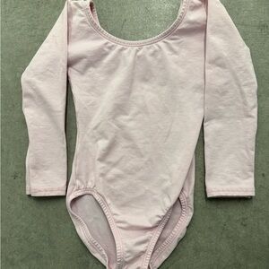 Pink Long Sleeve Scoop Front and Back Leotard Child Size 4-6